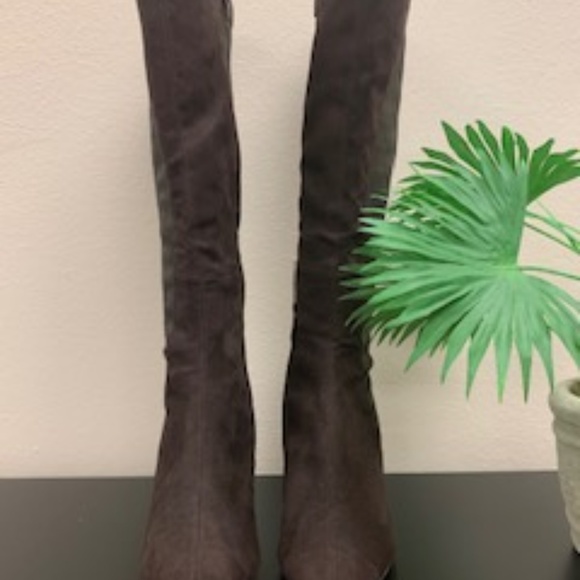 Chocolate Suede/Reptile Knee Length Boots (NWOT) - Picture 4 of 7